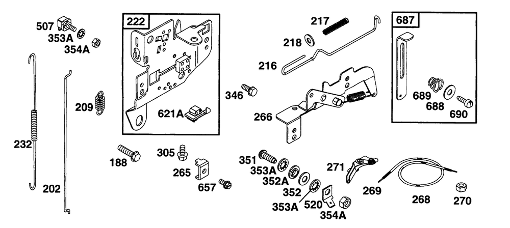 Controls Diagram and Parts List for 221432-0143-XX  Briggs and Stratton Engine
